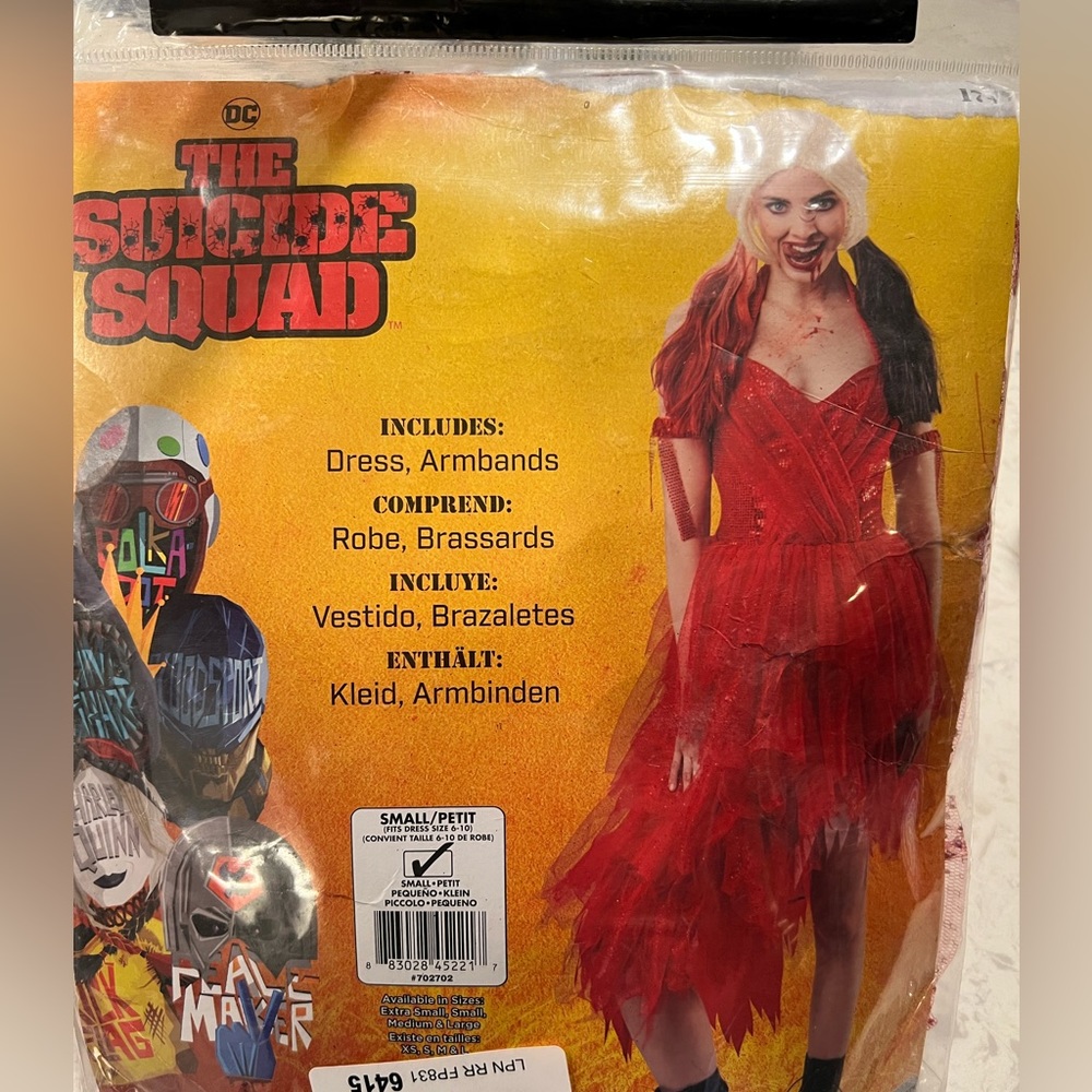 NEW The Suicide Squad Harley Quinn Adult Red Dress Halloween S Rubies 702702